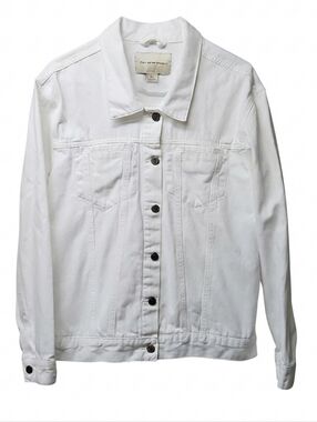 Pilcro & The Letterpress White Denim Trucker Jacket Sz Large Womens